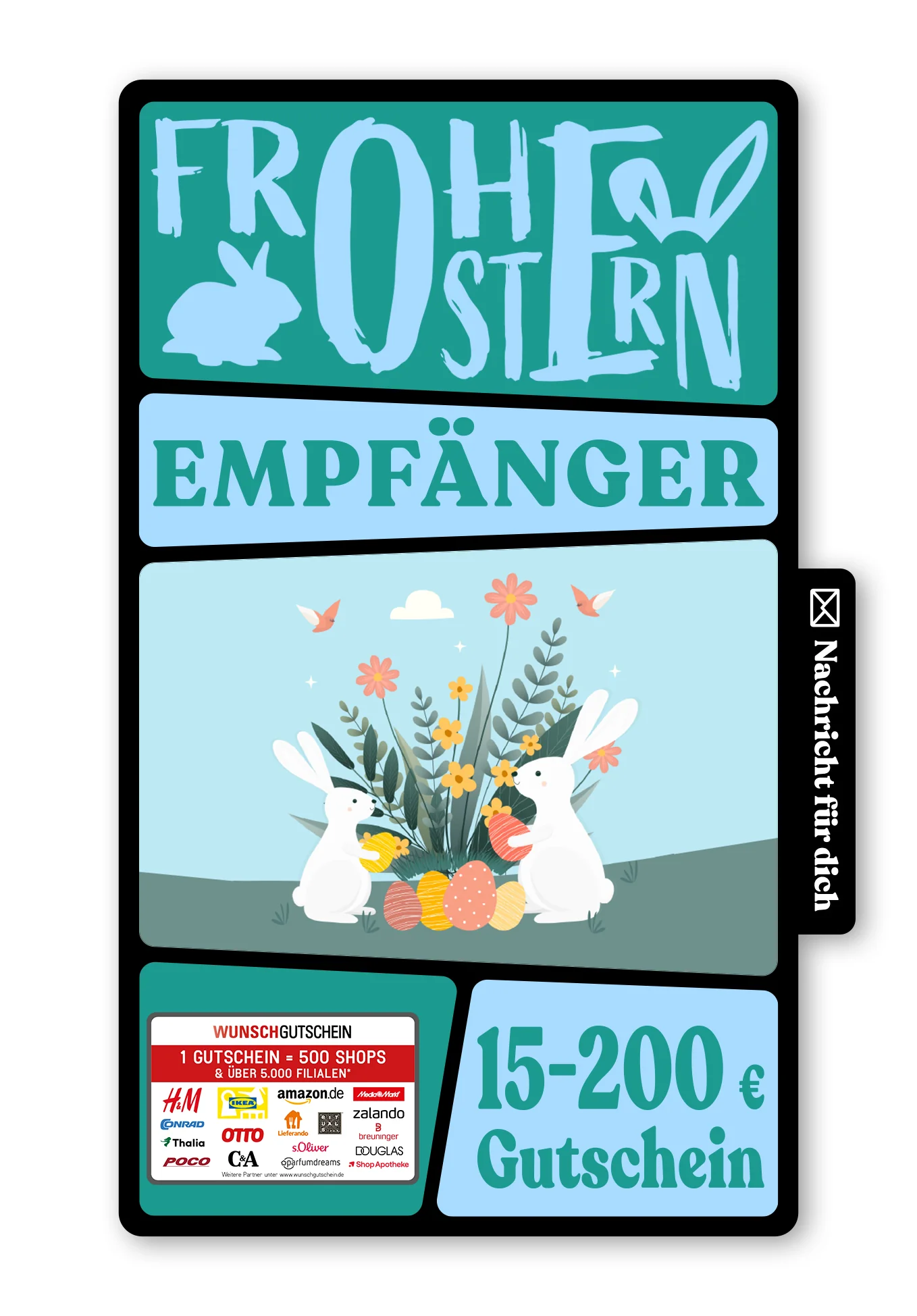 Digital - Grüße vom Osterhasen - Hase und Blumen