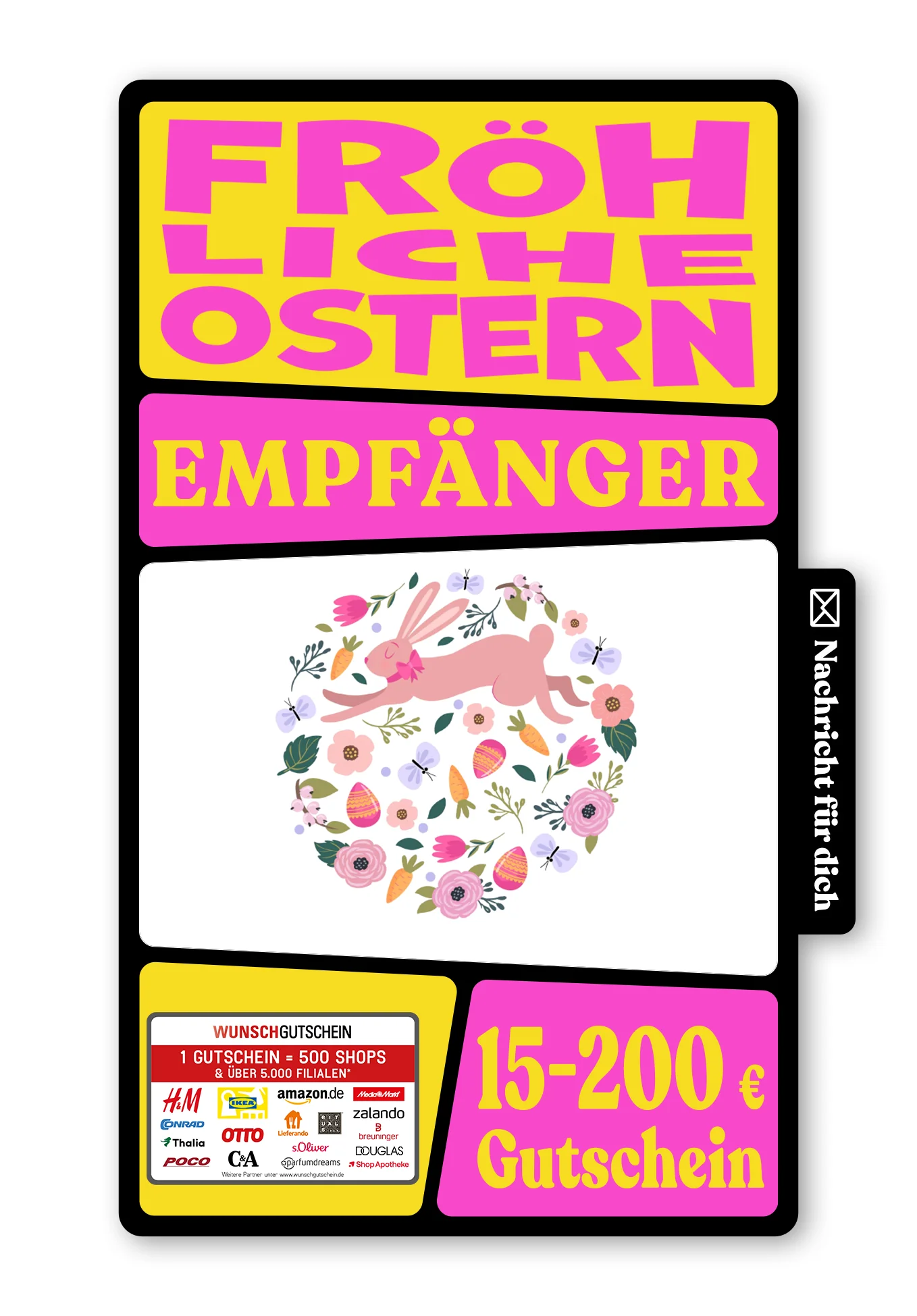 Digital - Happy Easter - Hase im Blumenkreis