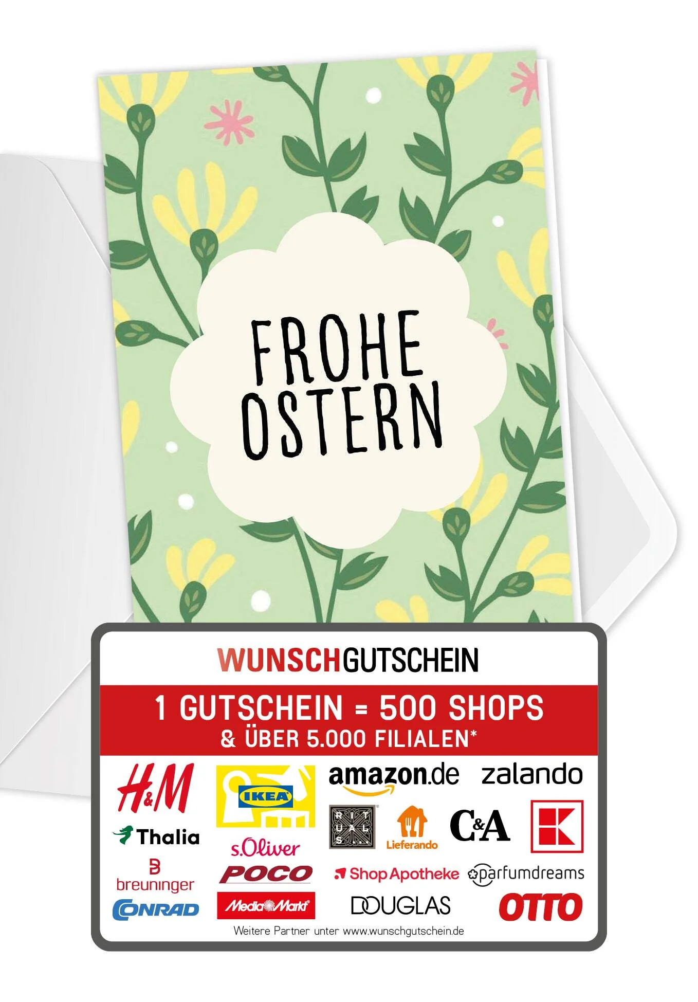 Frohe Ostern - Blumenmuster Grün