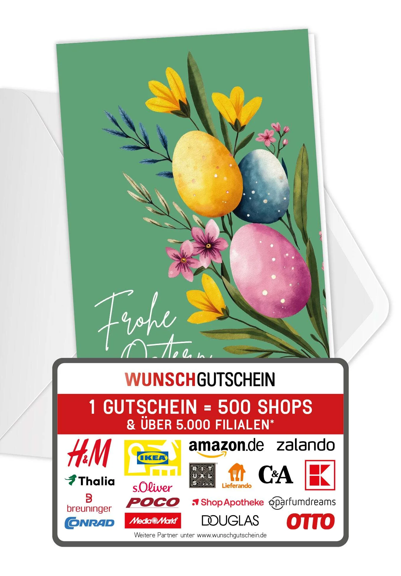 Frohe Ostern - Eier und Blumen Grün PDF
