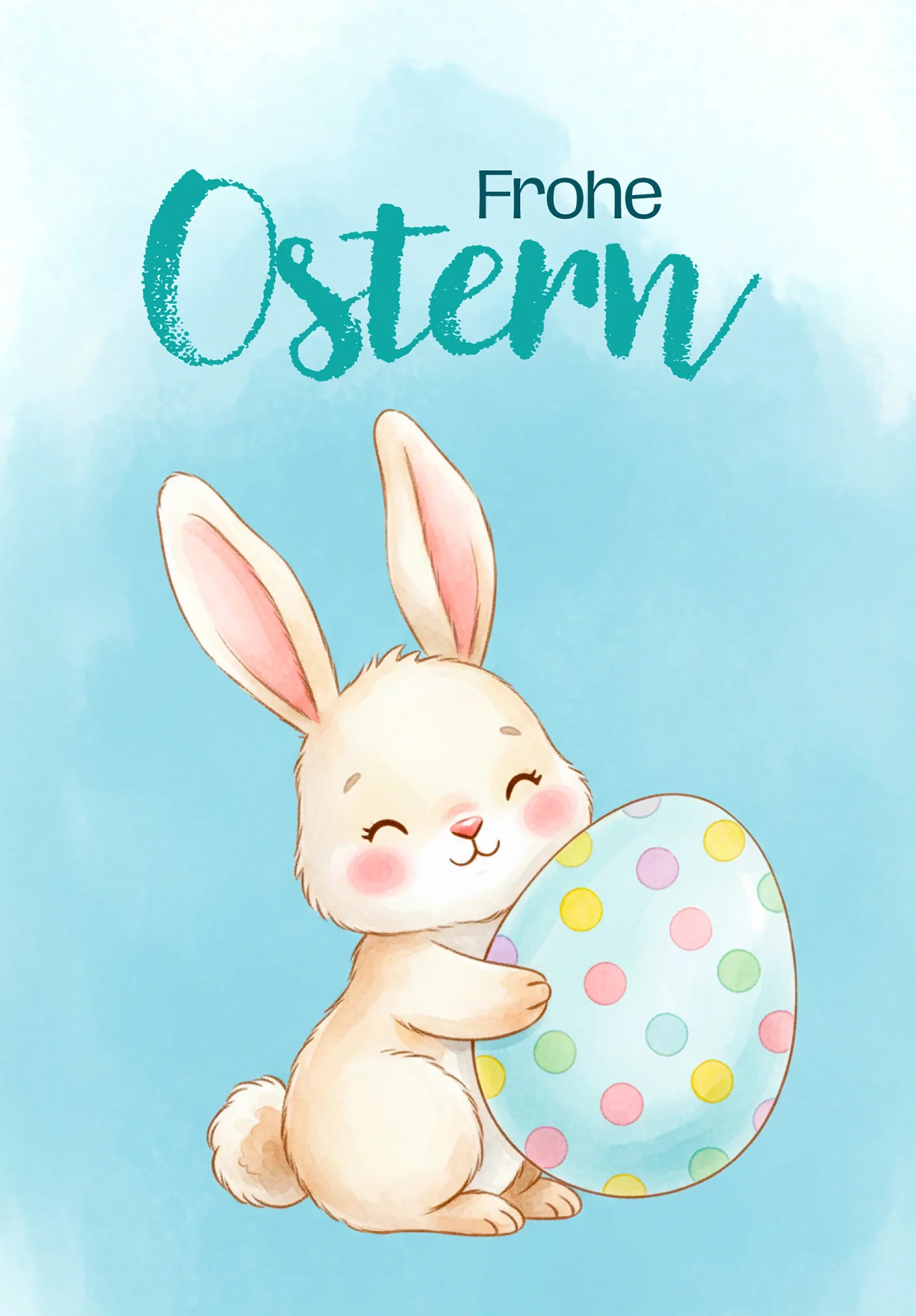 Frohe Ostern - Hase mit Ei Blau - Image 2