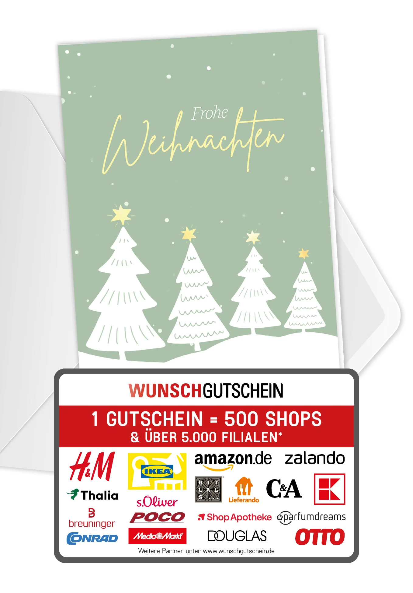 Frohe Weihnachten - Tannen Grün Gelb