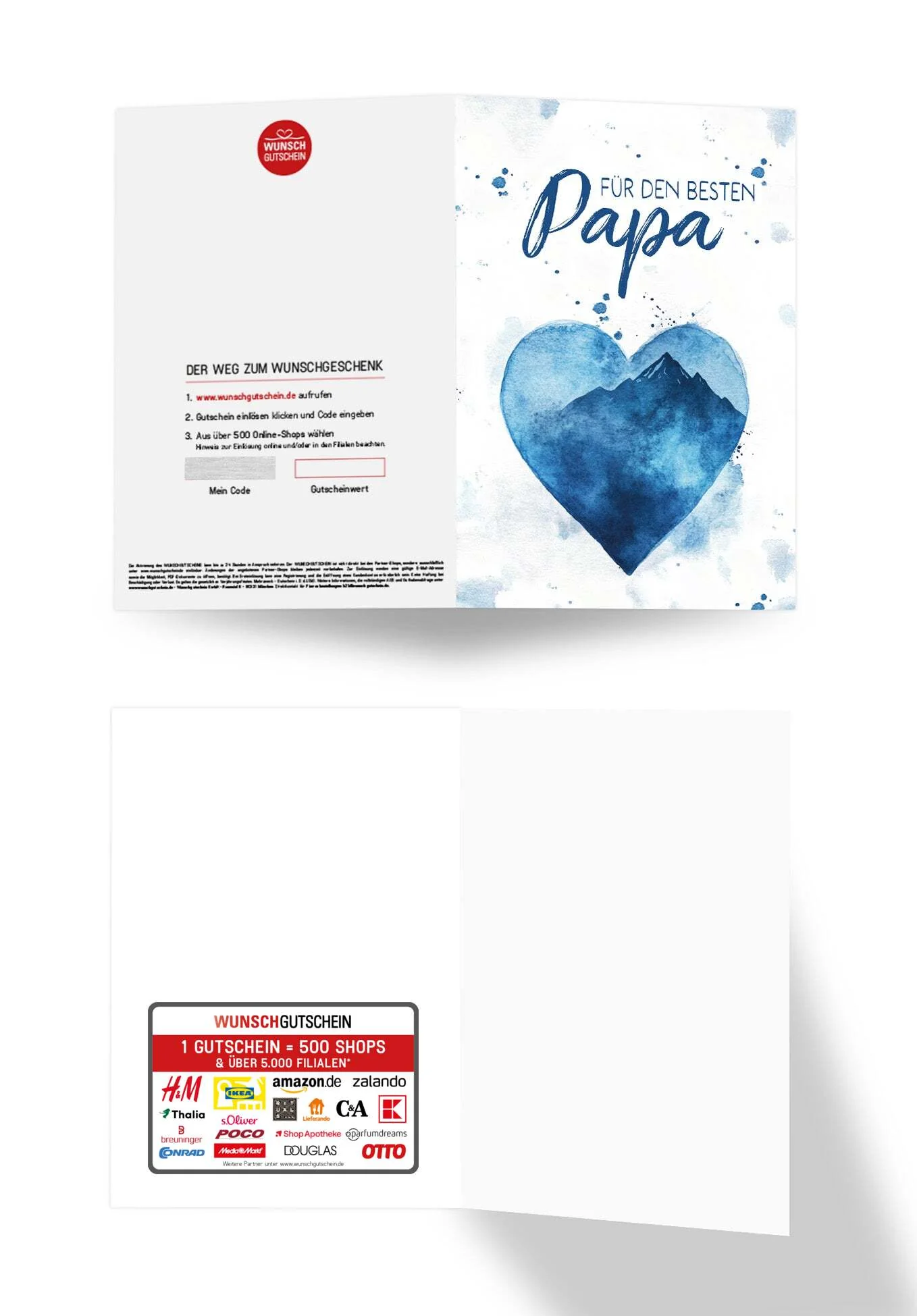 Für den besten Papa - Aquarellherz blau - Image 3
