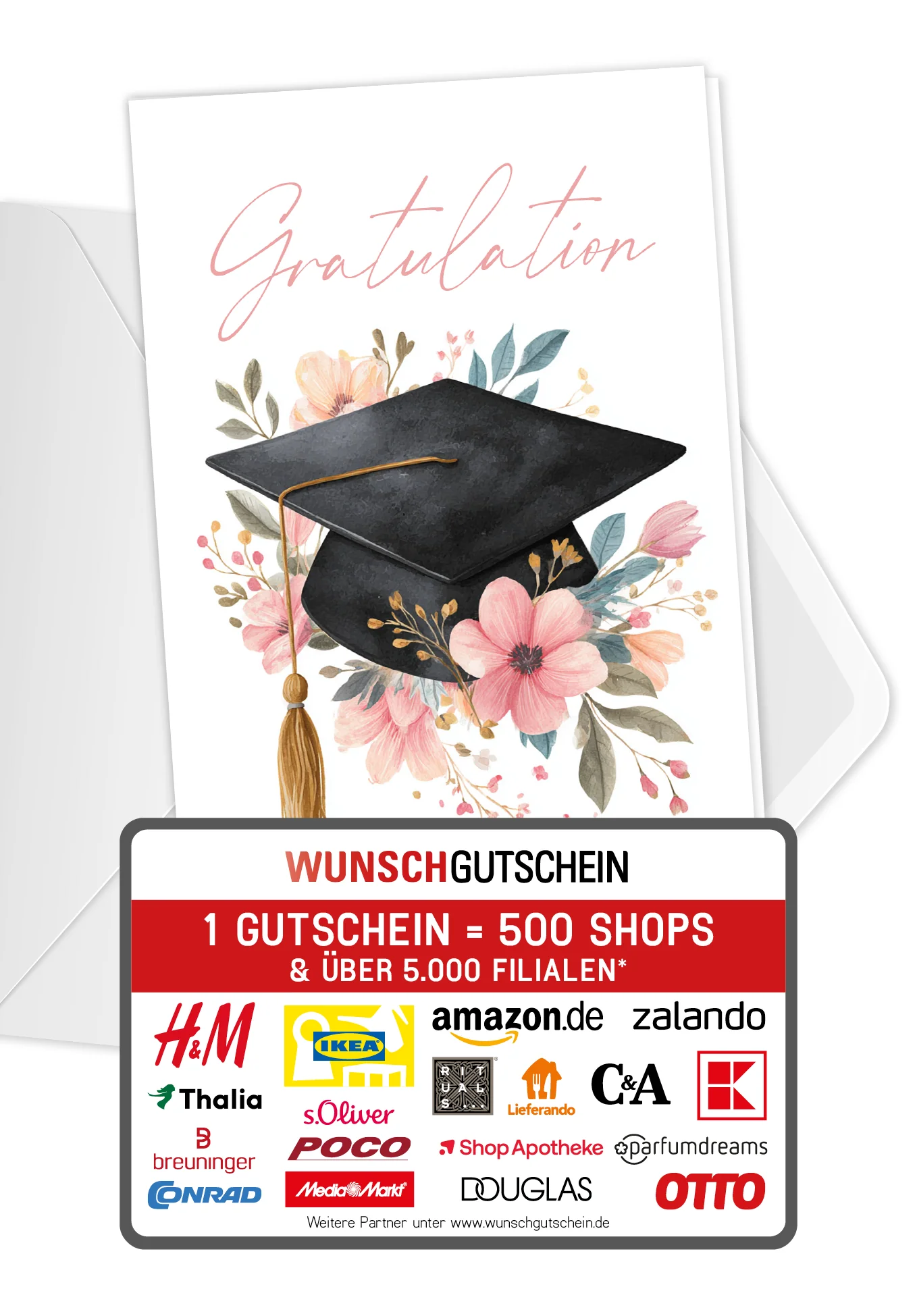 Gratulation - Hut mit Blumen